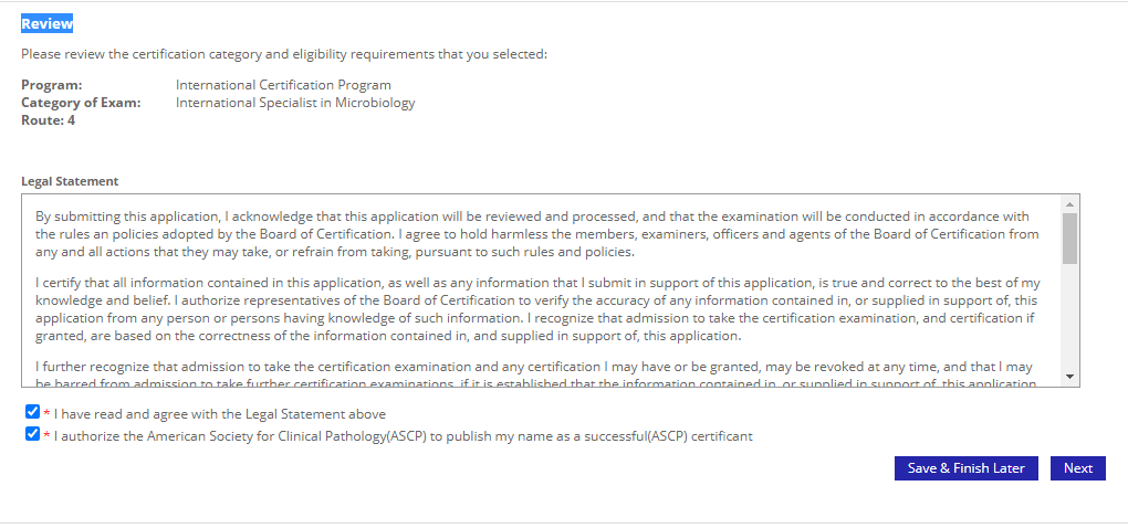 ASCP Exam Online Application