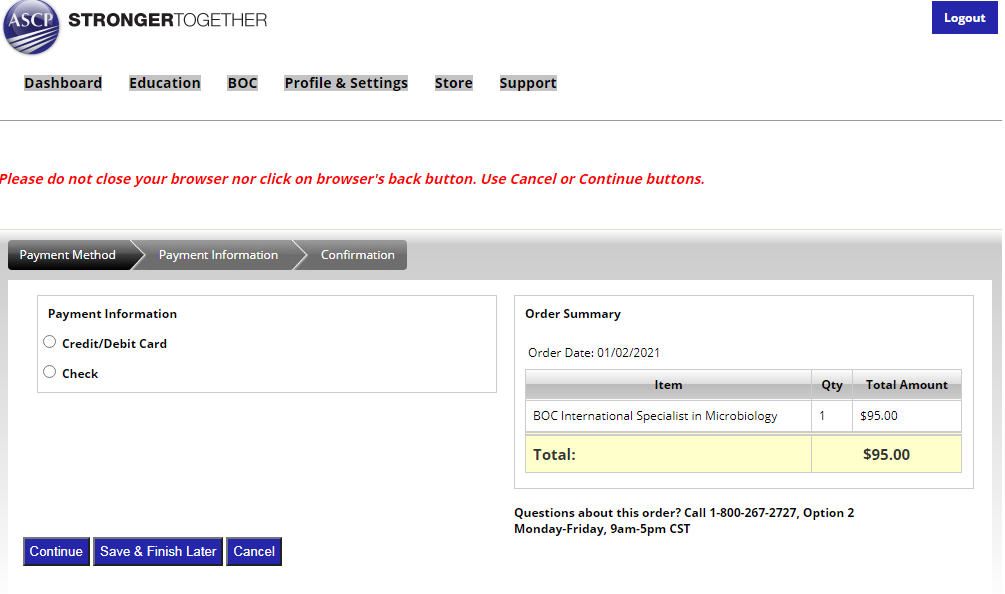 ASCP Exam Online Application